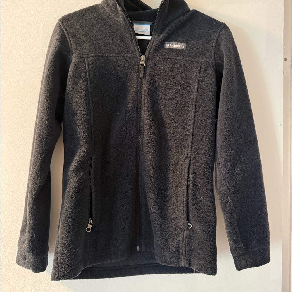 Columbia Black Fleece Jacket with Blue Trim